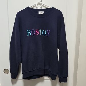 90s Vintage Lee Heavyweight Dark Blue "Boston" Sweatshirt